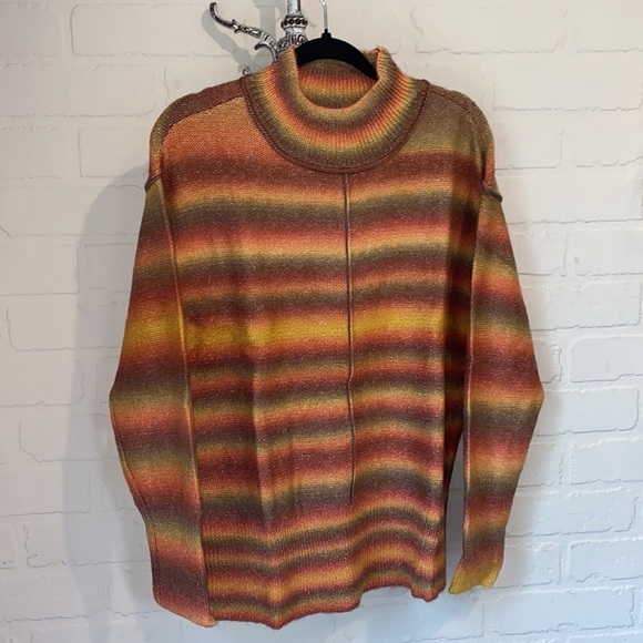 Beachlunchlounge NEW sweater Colorful Ombre Mock Neck large - Picture 5 of 6